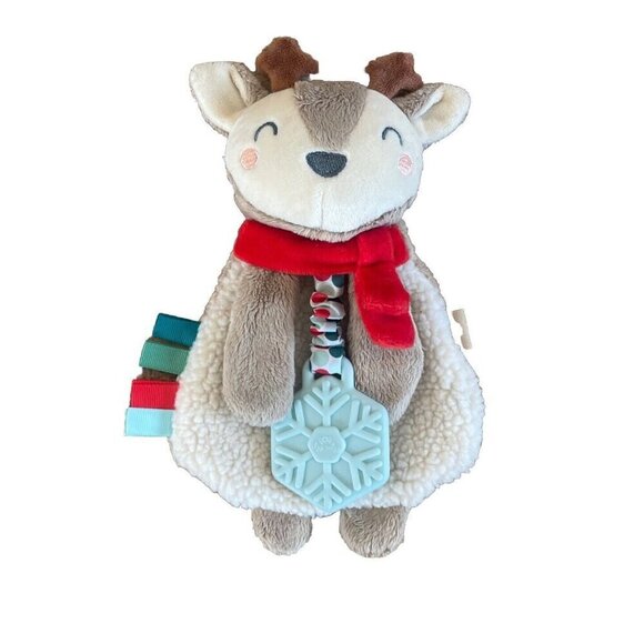 Itzy Ritzy Lovey Reindeer Textured Teether Soother Sherpa Tags Crinkle Arms Toy - Picture 1 of 7